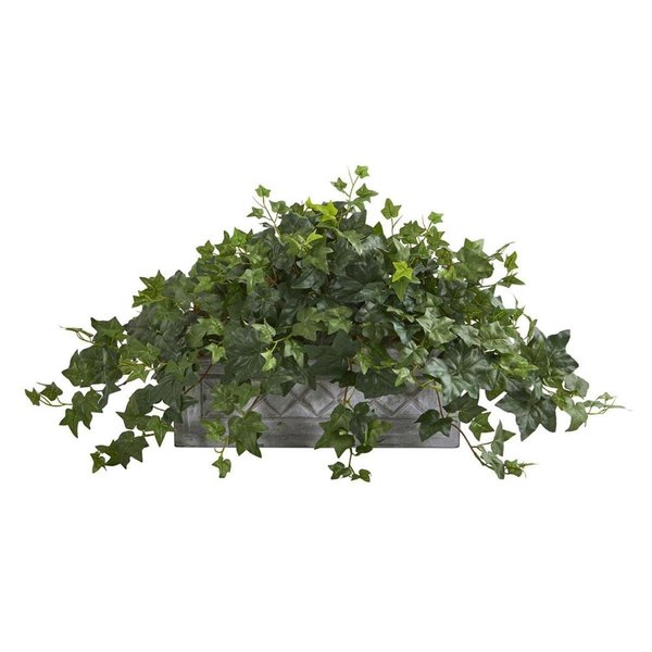 Nearly Naturals Puff Ivy Artificial Plant in Stone Planter 8074